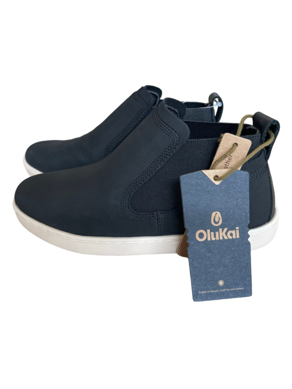 OluKai Pehuea Mid Womens 7.5 Waterproof Leather Chelsea Sneaker Boots NWT Black